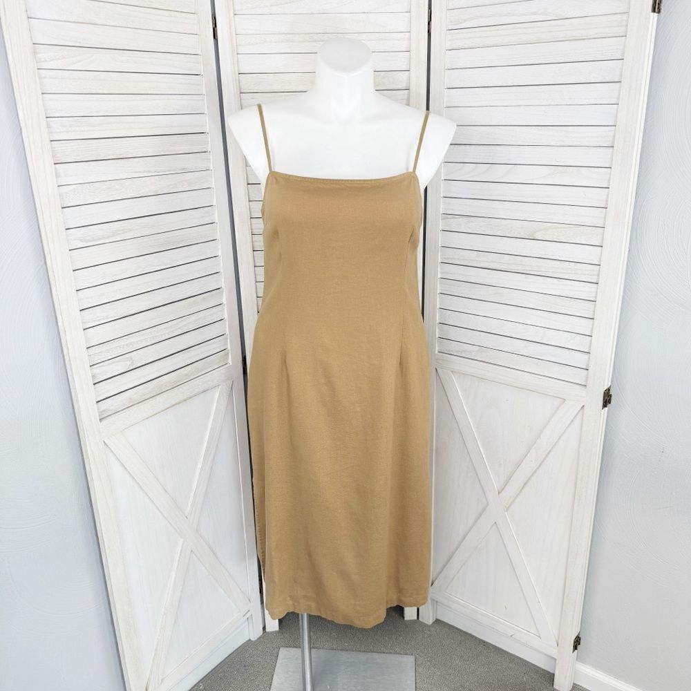 ShoeDazzle Open Back Linen Blend Strappy Sheath Dress‎ Tan XXL